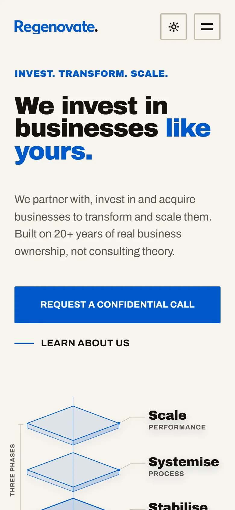 Regenovate website on a phone